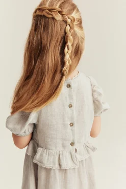 Kids frilled linen dress