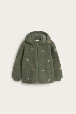 Kids green fox pile jacket