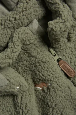 Kids green fox pile jacket