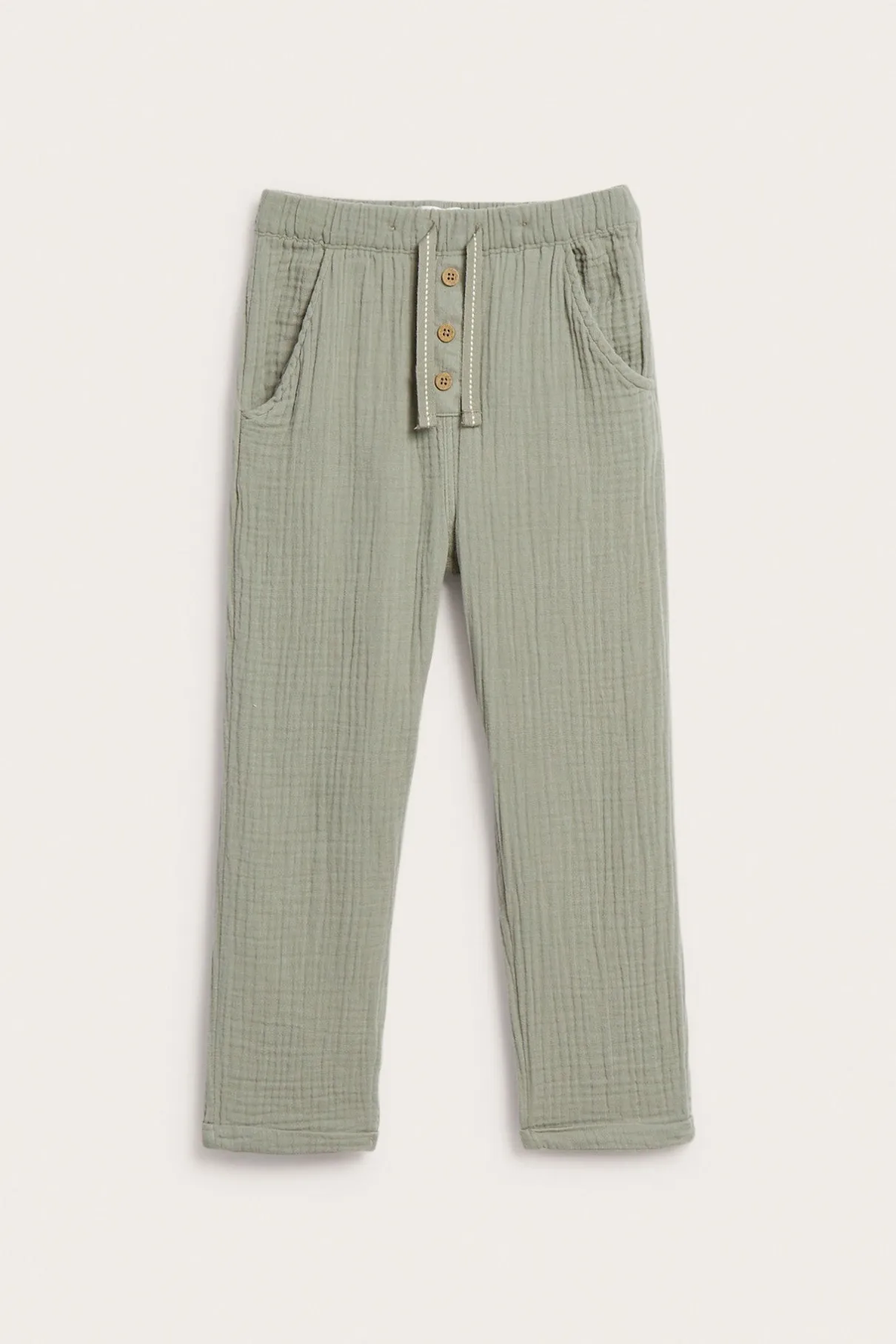 Kids green muslin trousers