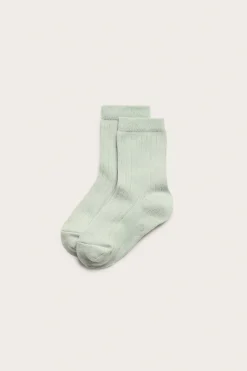 Kids' green ribbed socks