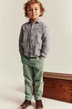 Kids' green textured woven trousers