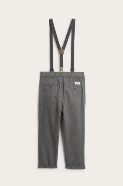 Kids' grey trousers with suspenders