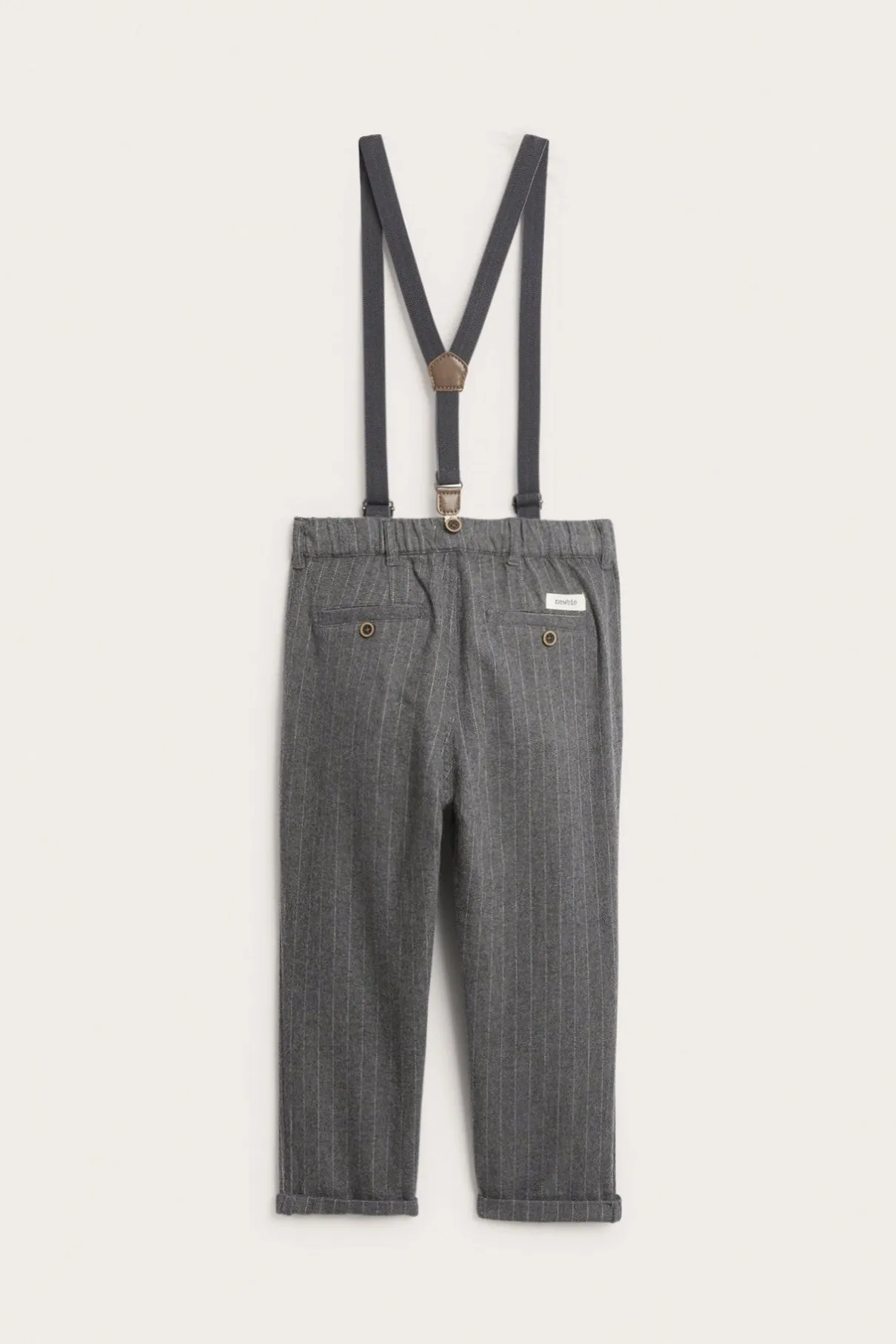 Kids' grey trousers with suspenders