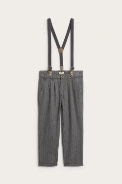 Kids' grey trousers with suspenders