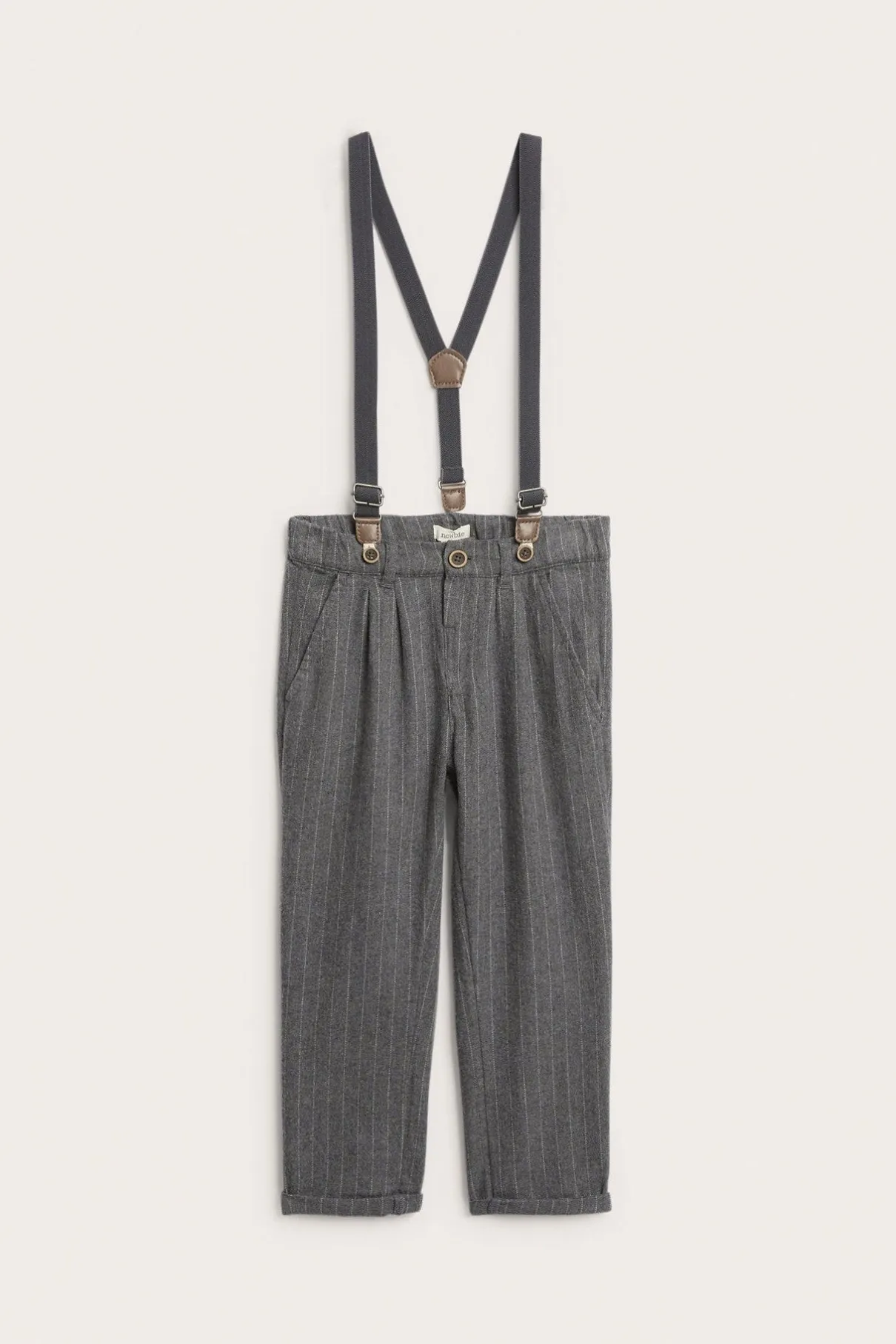 Kids' grey trousers with suspenders
