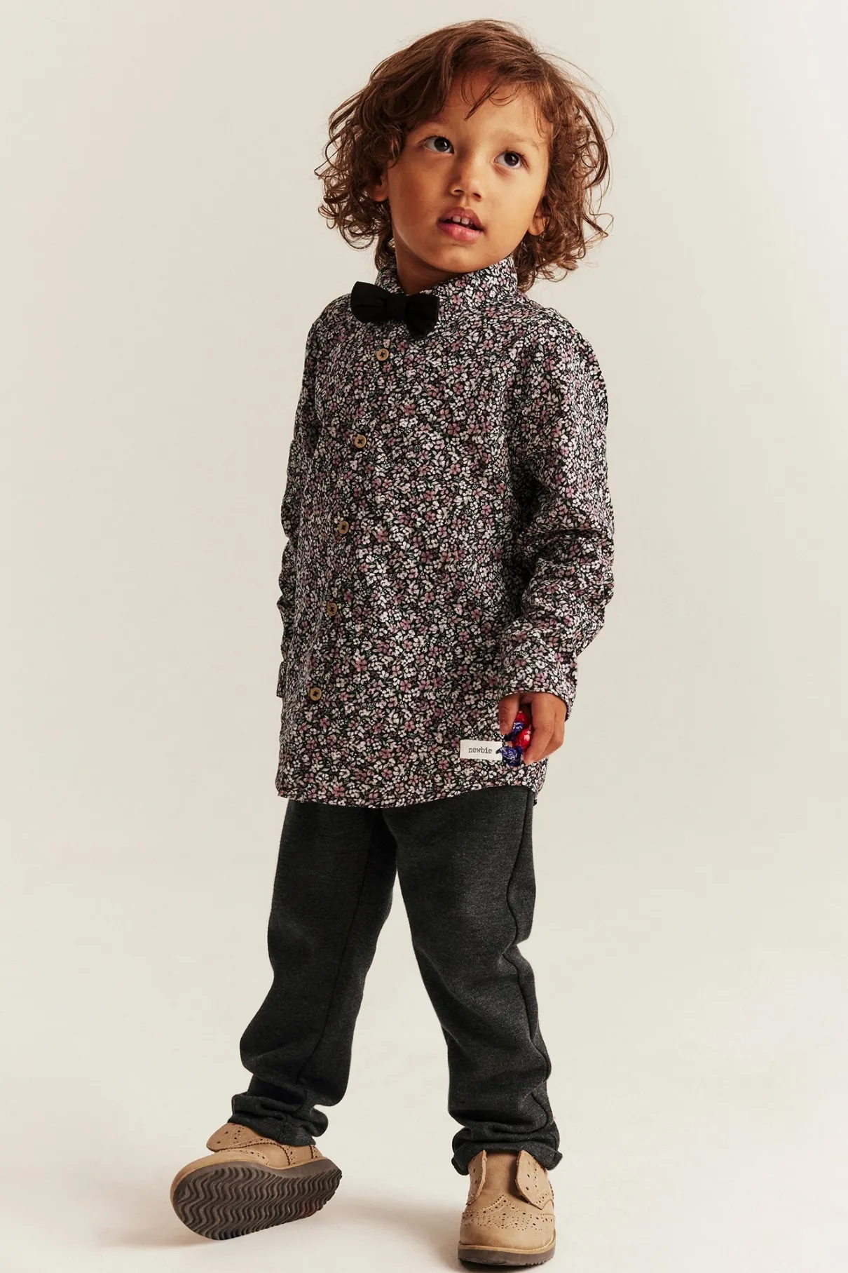 Kids' grey turn-up trousers