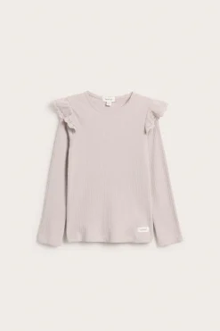 Kids' lilac ribbed top with frills