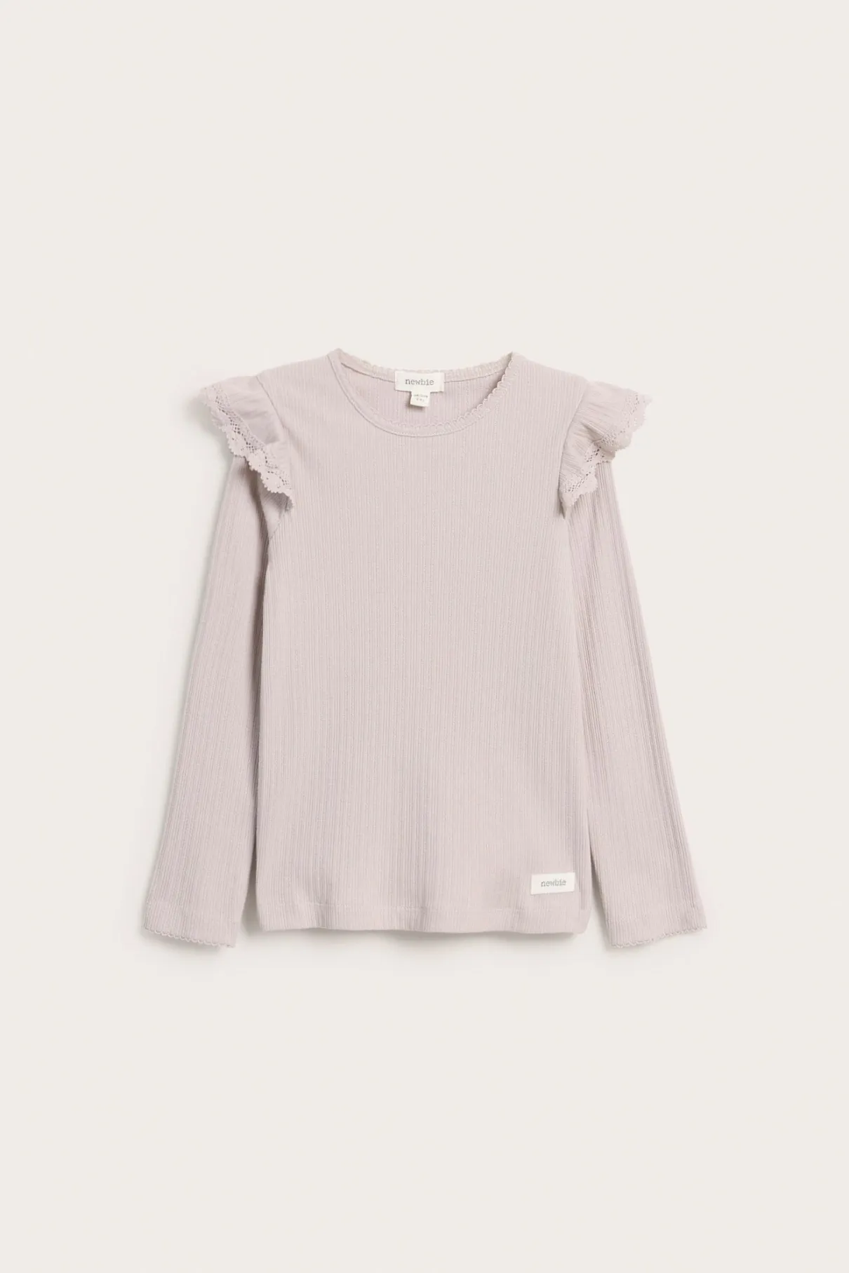 Kids' lilac ribbed top with frills