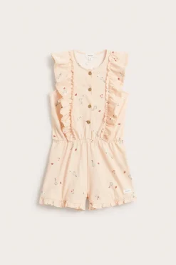 Kids orange jumpsuit with frills