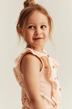 Kids orange jumpsuit with frills