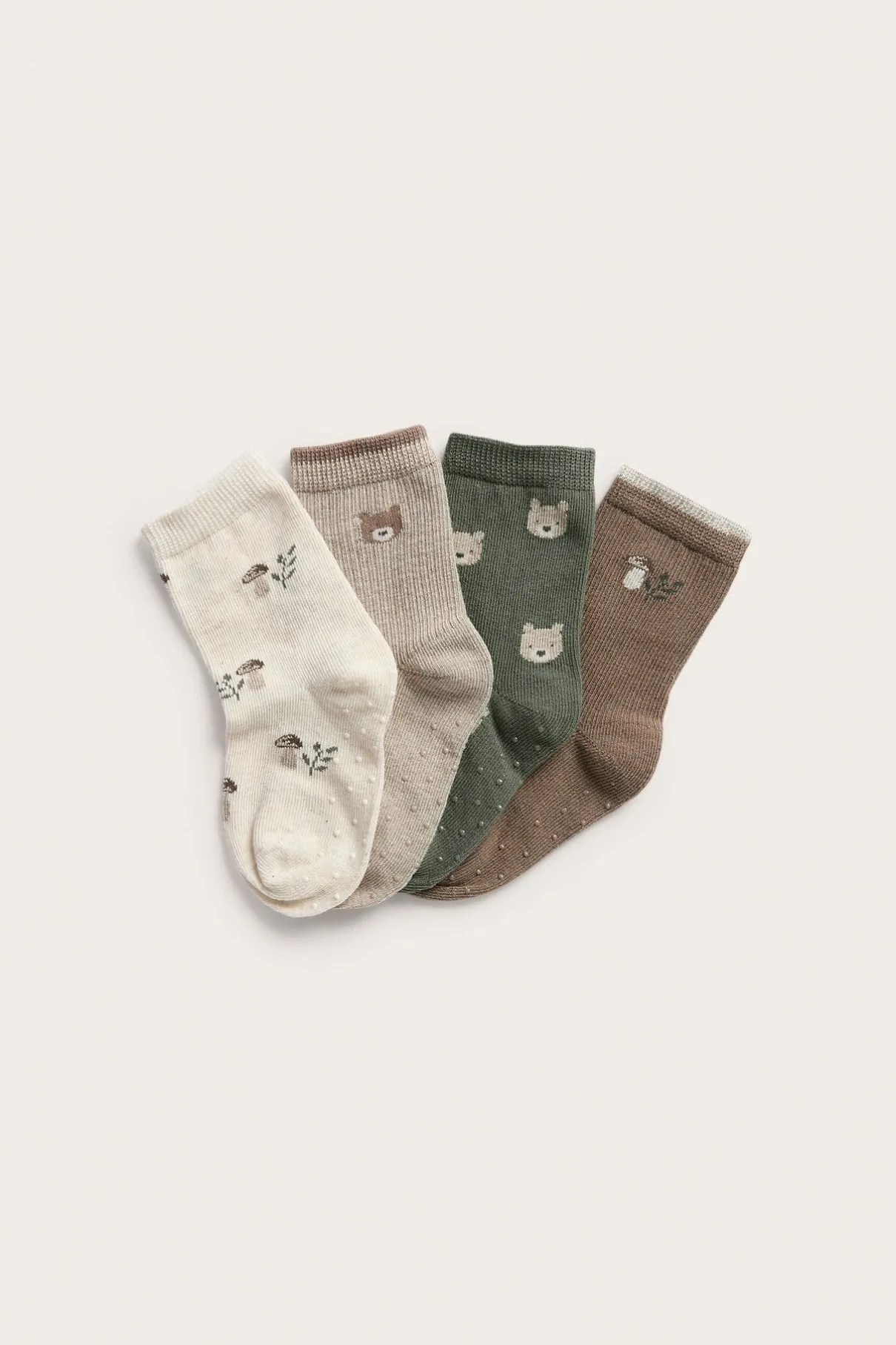 Kids 4-pack socks with forest motif
