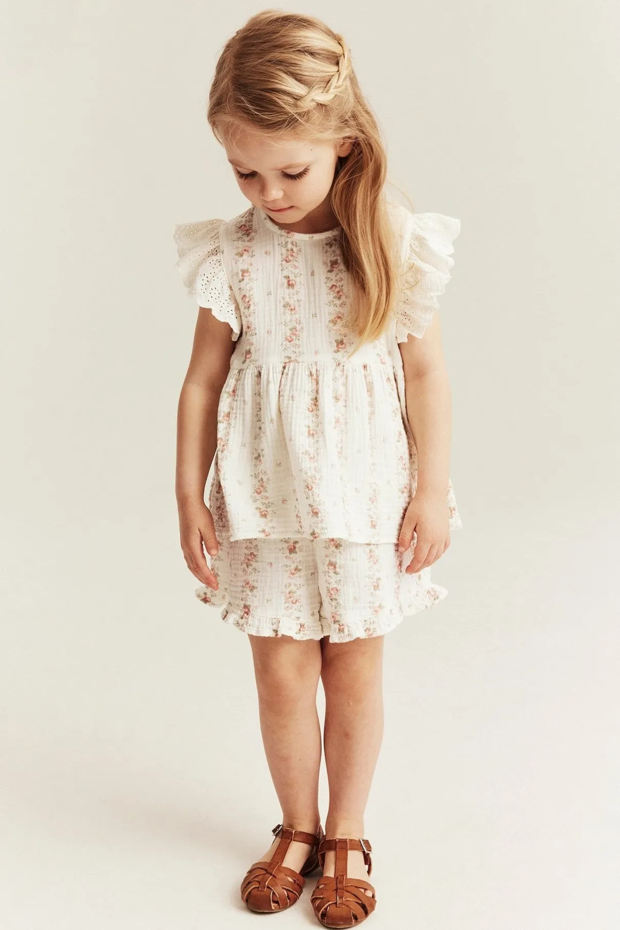 Kids 2-piece floral muslin set