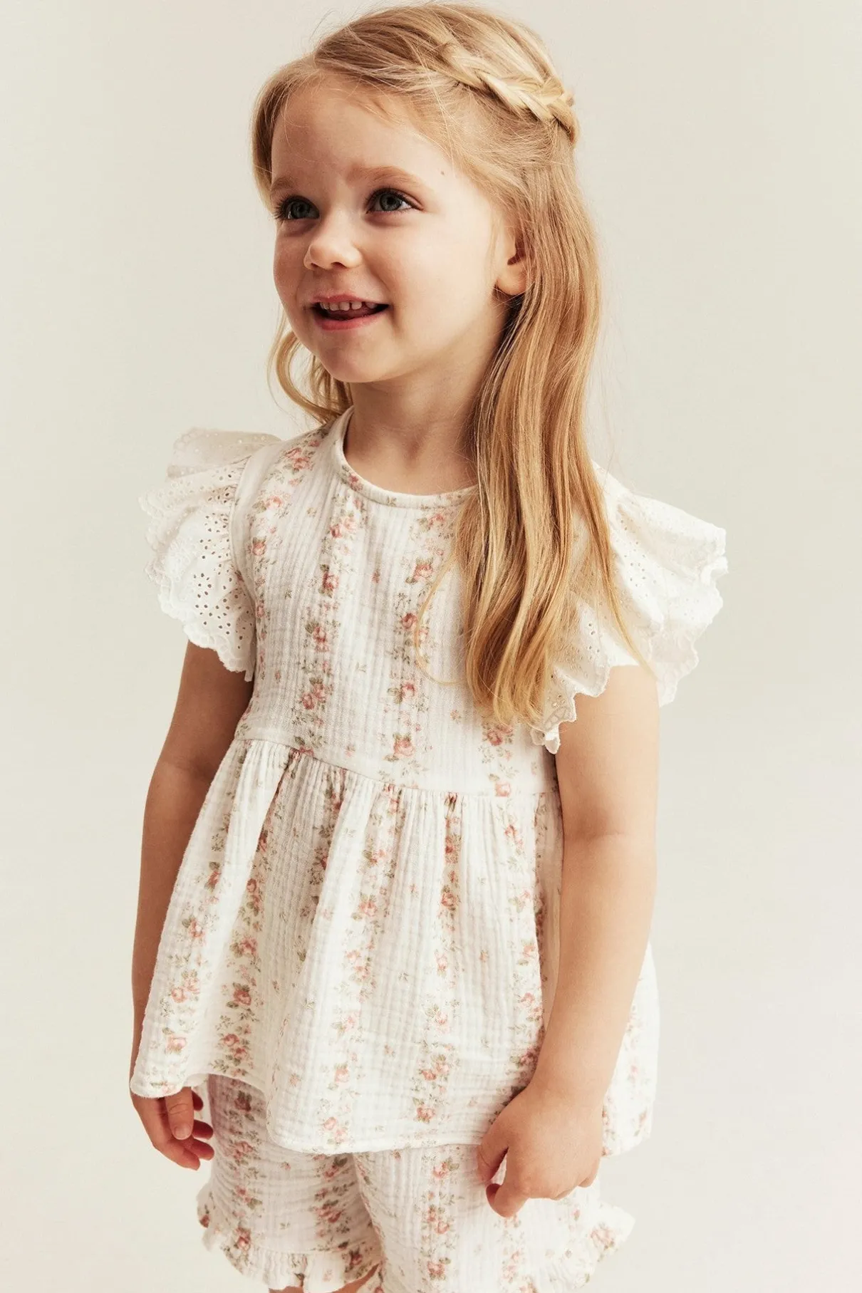 Kids 2-piece floral muslin set