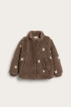 Kids pile jacket with rabbits