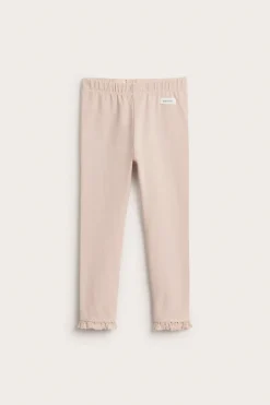 Kids' pink basic leggings with lace