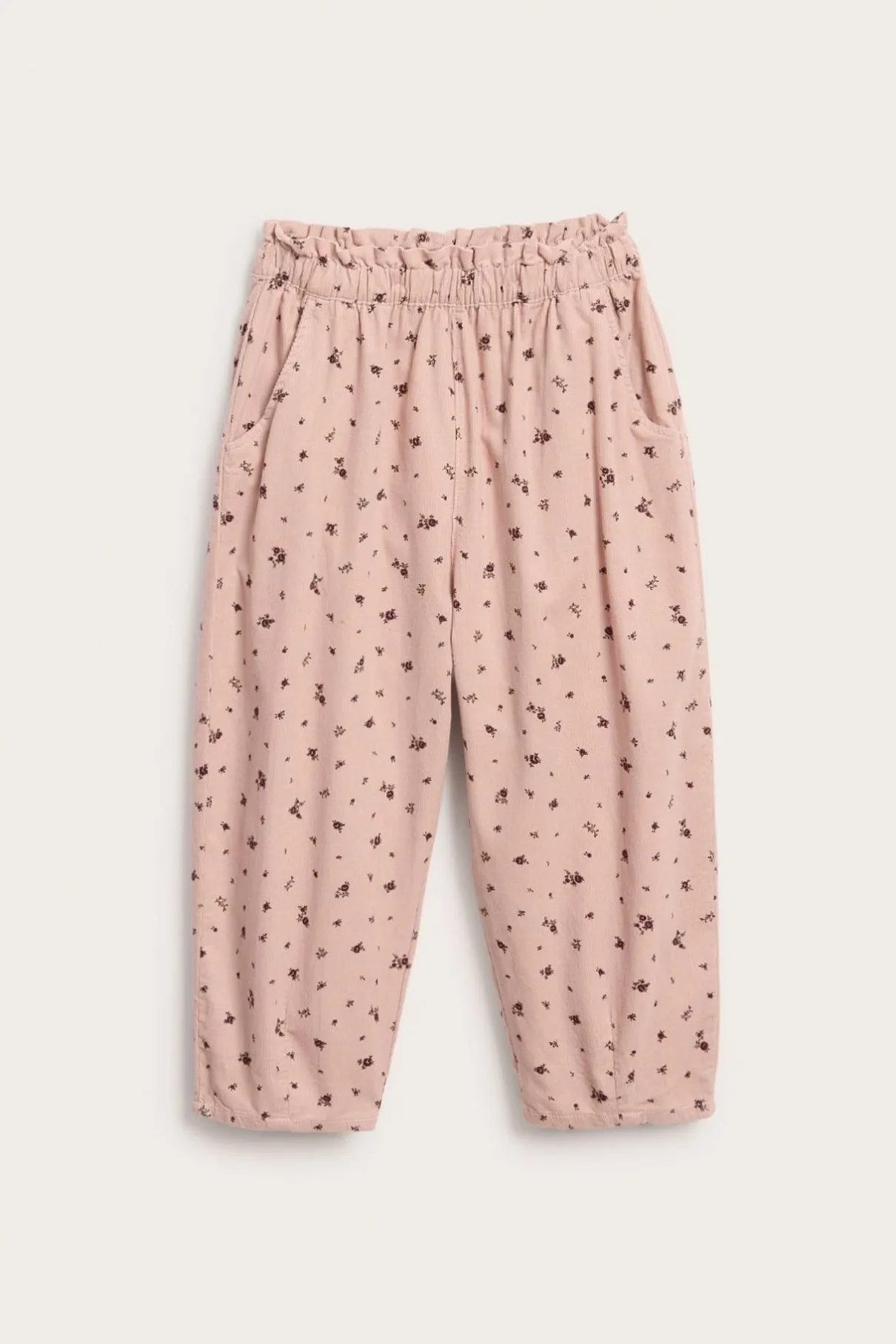 Kids pink floral corduroy trousers