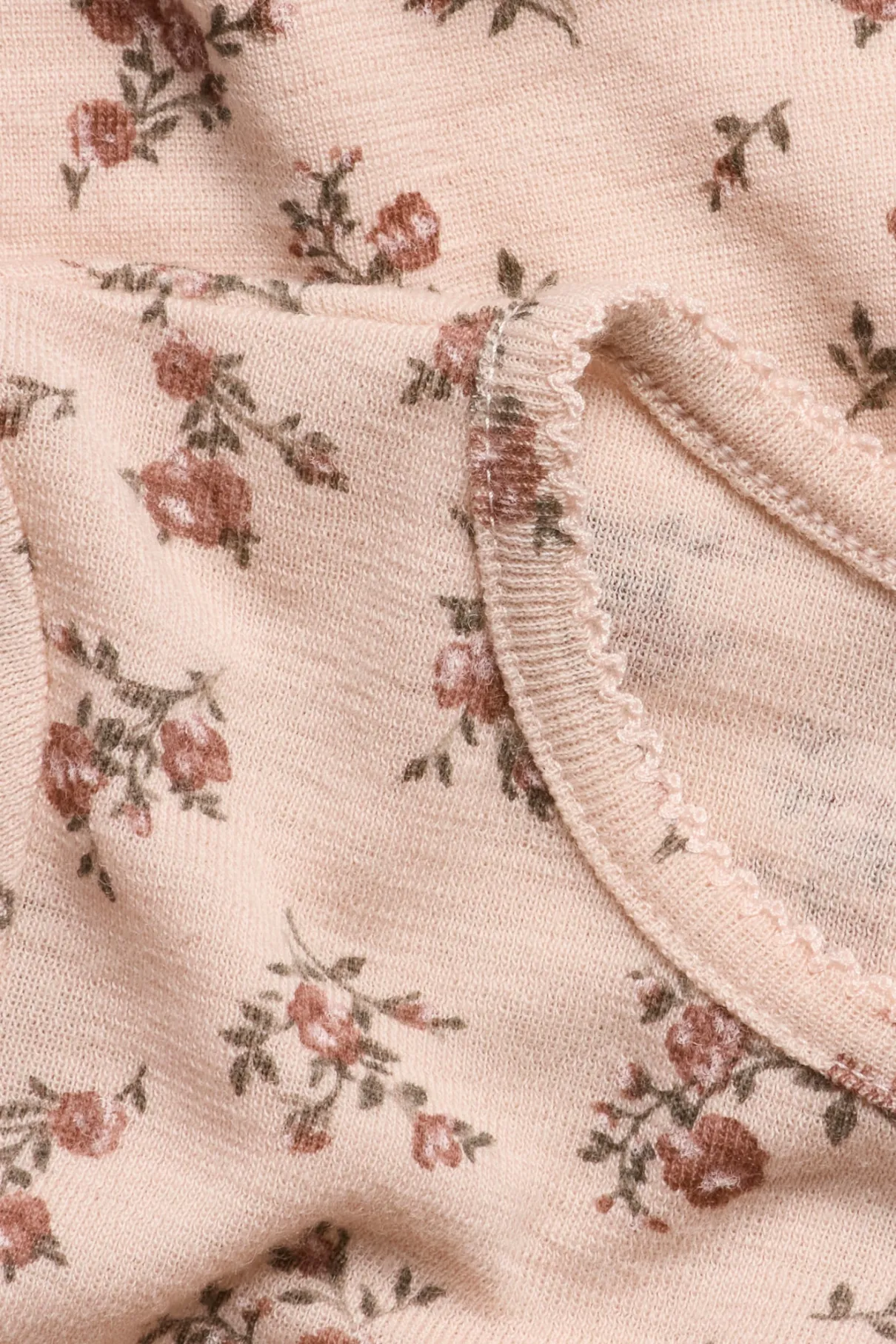 Kids pink floral merino wool top