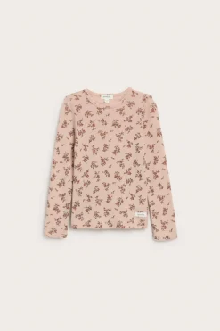 Kids pink floral merino wool top