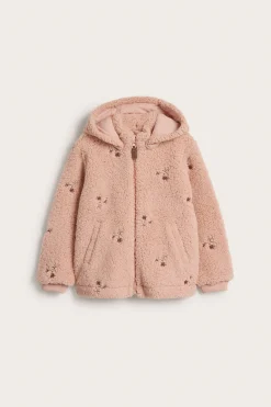 Kids pink floral pile jacket