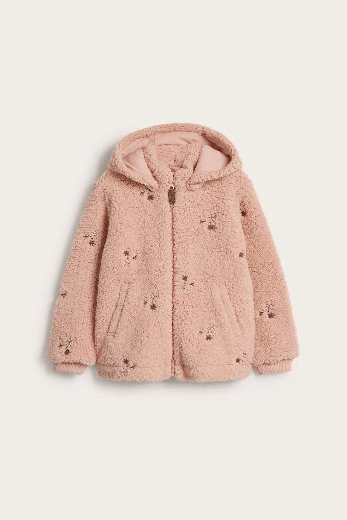 Kids pink floral pile jacket