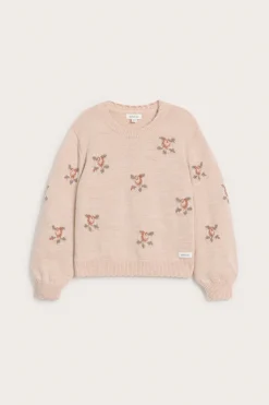 Kids' pink floral wool jumper