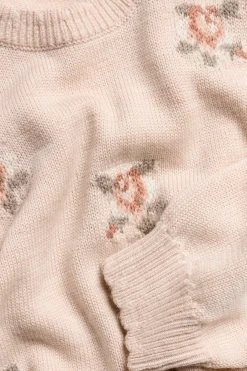 Kids' pink floral wool jumper