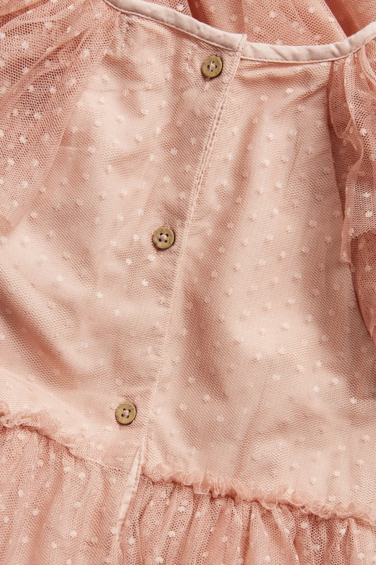 Kids pink mesh dress with ruffles