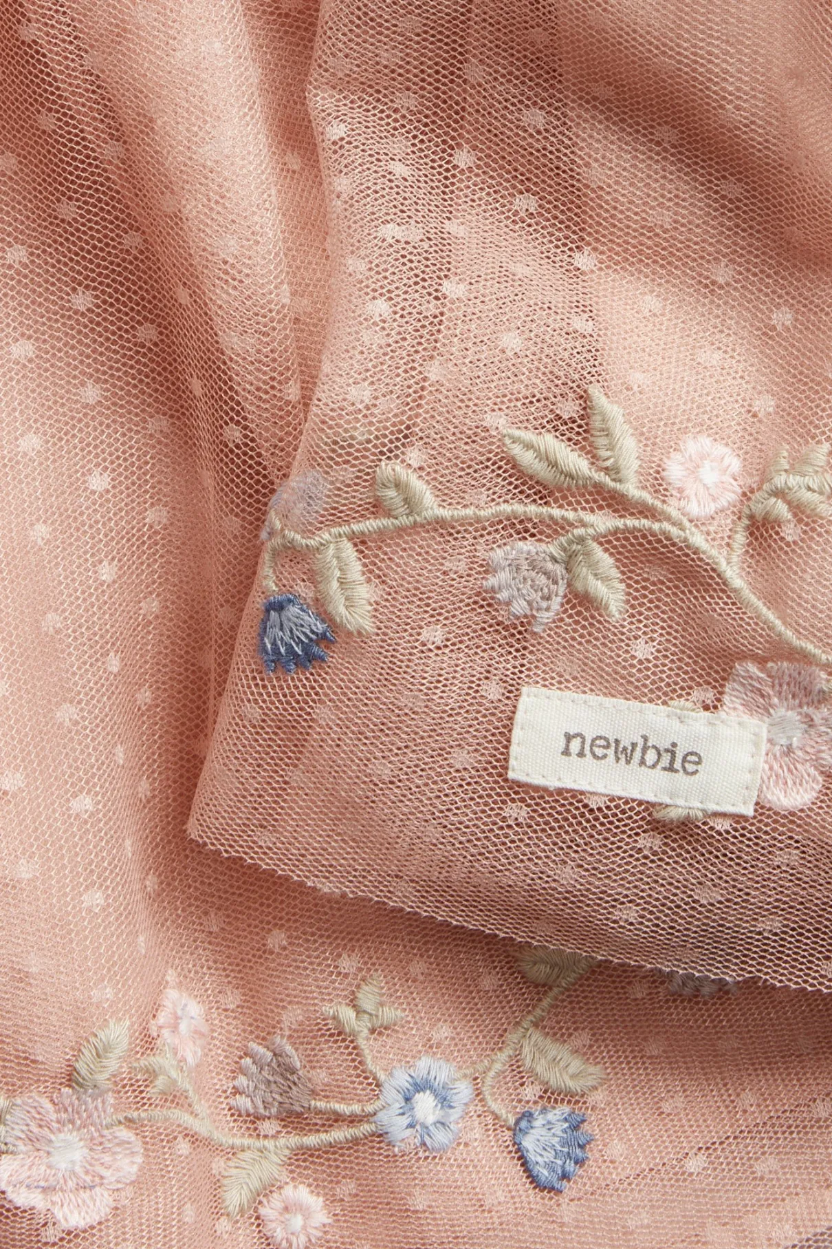 Kids pink mesh dress with ruffles