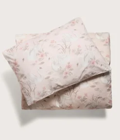Kids pink swan lake combed cotton bedding 140x200