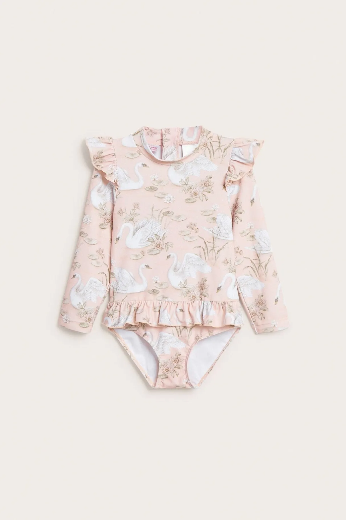 Kids pink swan UV swimsuit