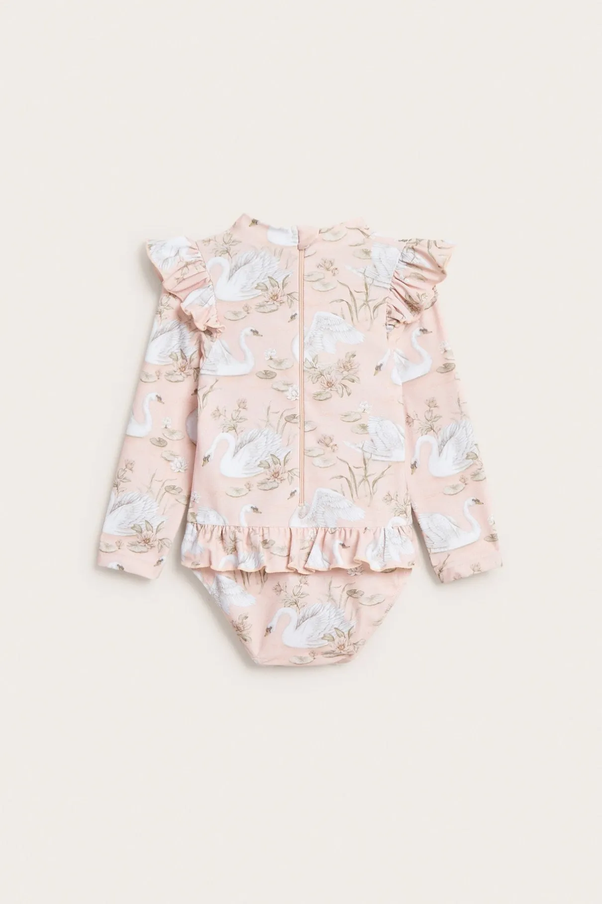 Kids pink swan UV swimsuit