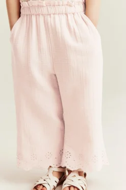 Kids pink trousers with embroidery