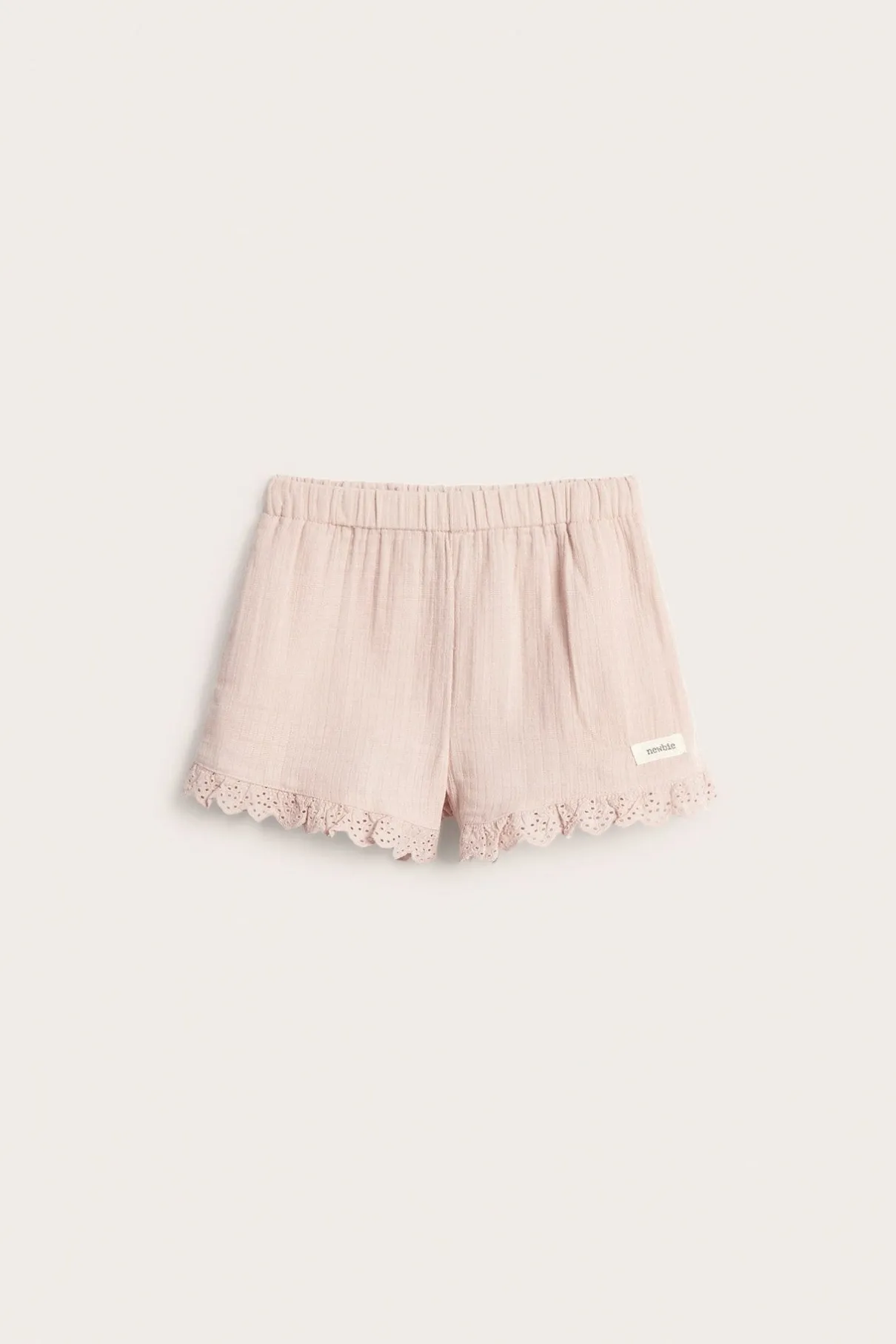 Kids pink woven shorts with frill
