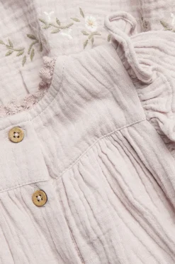 Kids purple floral woven frill dress