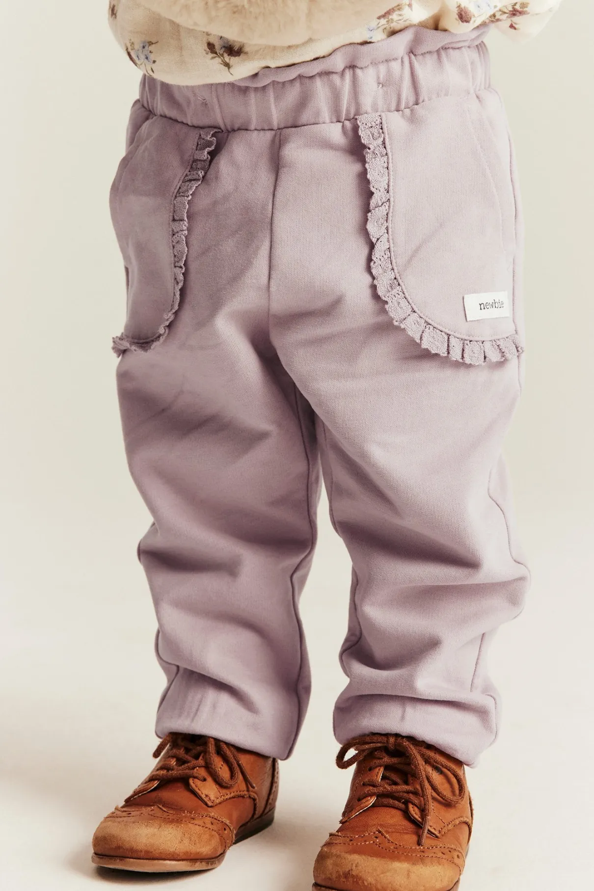 Kids purple joggers with lace details