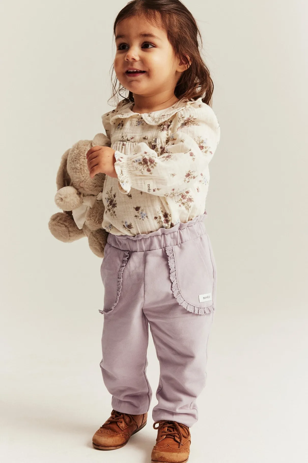 Kids purple joggers with lace details