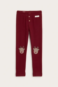 Kids' red waffle leggings with patches