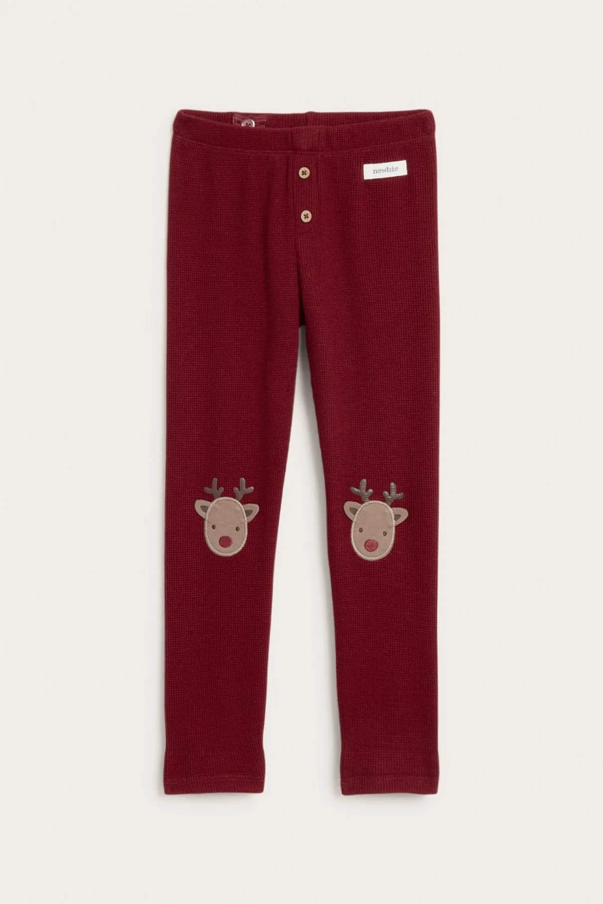 Kids' red waffle leggings with patches
