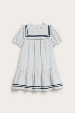 Kids striped dress with puff sleeves