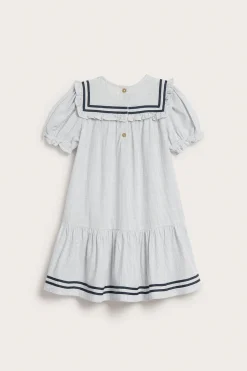 Kids striped dress with puff sleeves