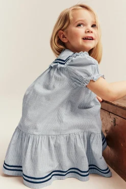 Kids striped dress with puff sleeves
