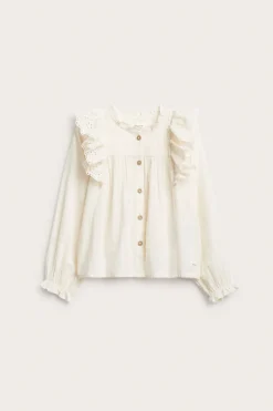 Kids' white blouse with embroidered frills