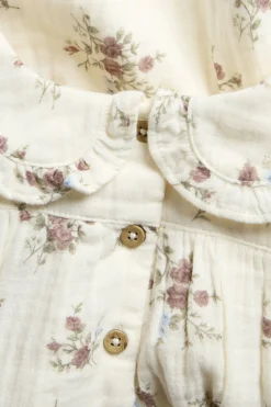 Kids' white floral blouse with frill collar