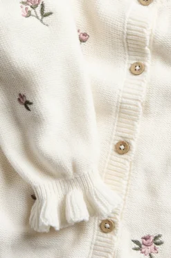 Kids white floral embroidery cardigan