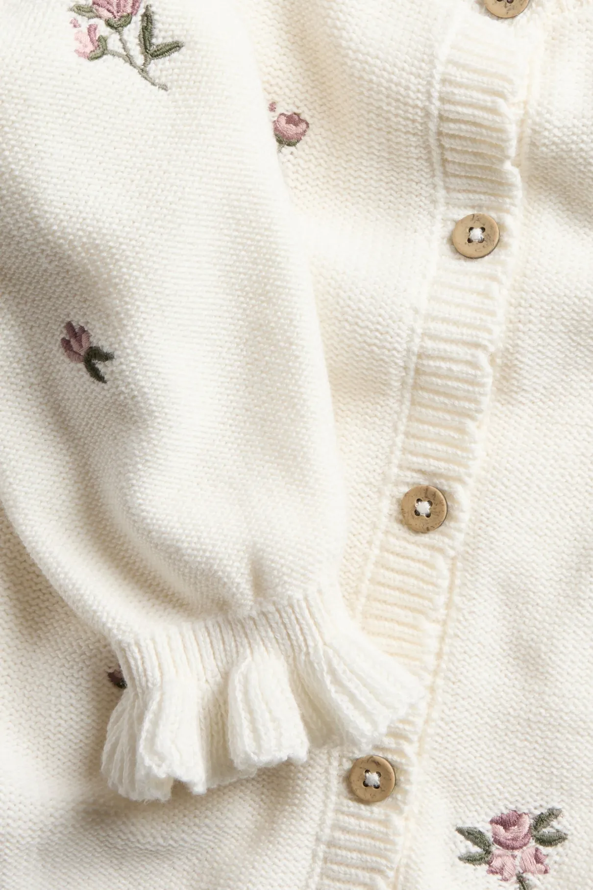 Kids white floral embroidery cardigan