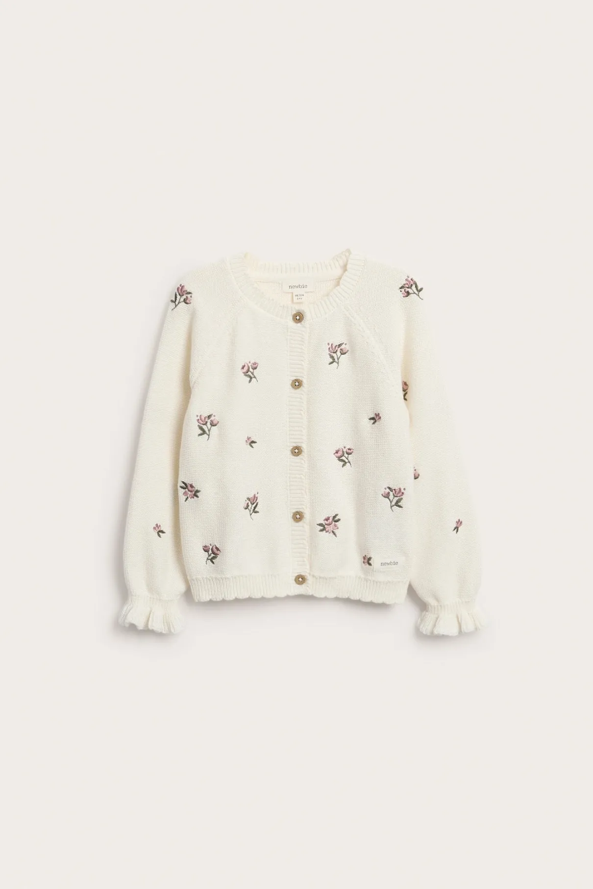Kids white floral embroidery cardigan