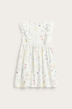 Kids white floral jersey dress