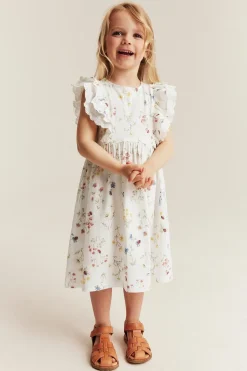 Kids white floral jersey dress