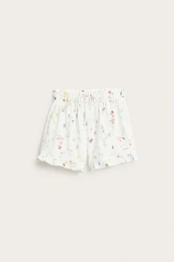 Kids white floral jersey shorts